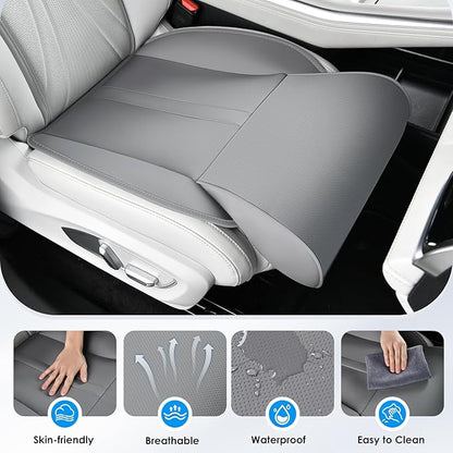 FLORICH Car Seat Extender Leg Support Cushion for Driver Seats Office Chair, Leather Memory Foam Widened seat Cushion for Long Drivers Universal Car Seat Cushion Legs Rest Pads-Grey