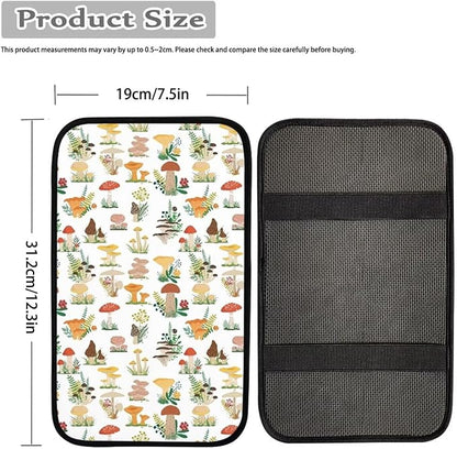 JoyLamoria Mushroom Auto Center Console Pad Cover for Women Mushroom Car Armrest Cushion Protector Universal Fit