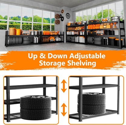 Storage Shelves Heavy Duty, 48"L x 18"W x 60"H Garage Wire Shelving Unit Loads 2640LBS, 4-tier Adjustable Metal Industrial Utility Shelf Rack for Kitchen, Laundry Room, Pantry, Warehouse, Basement