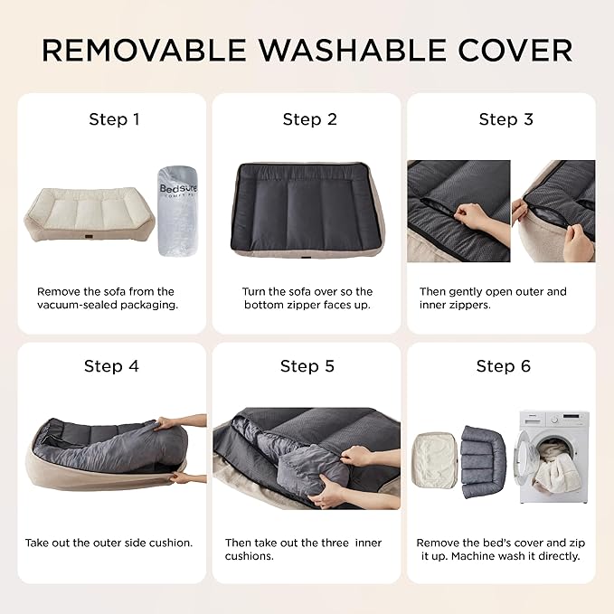 Bedsure XL Pro Orthopedic Dog Beds Large Sized Dog - Extra Thick Supportive Dogs Couch with Waterproof Washable Cover, Extra Large Comfort Pet Bed Sofa with Soft Sherpa and Nonskid Bottom, Grey, 45"
