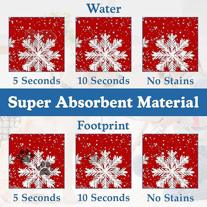 Chirtsmas Snow Flower Pet Food Mat for Cats and Dogs–Absorbent Quick Dry Feeding Placemat, Non Slip Rubber Base, Waterproof Bowl Mat for Indoor Use, Pet Supplies 12"x20"
