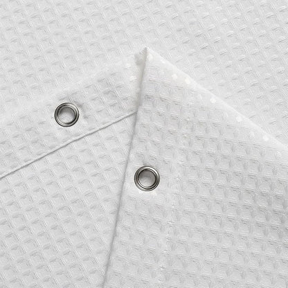 meioro White Shower Curtain, Waffle Weave 256GSM Heavy Duty Textured Fabric Shower Curtains for Bathroom Hotel Spa, Luxury Weighted Polyester Cloth Bath Curtain Set with 12 Hooks, 72Wx84H