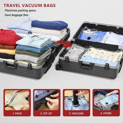 9 Pack Travel Vacuum Storage Bags for Clothing with Rechargeable Electric Pump, Compression Packing Cubes Organizer for Luggage Suitcase, Space Saver Seal Bags for Vacation Cruise