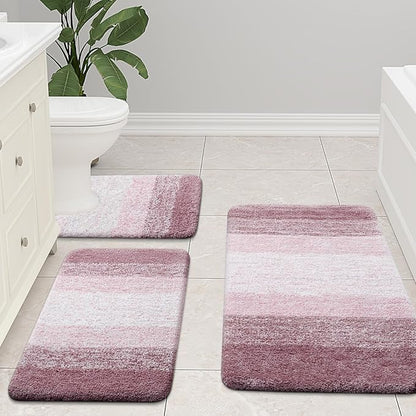 Arotive Microfiber Bathroom Rugs, Shaggy Soft and Absorbent Bath Rug, Non-Slip, Thick Plush Machine Washable Dry Bath Mats for Bathroom, Tub and Shower, 36x24, Mauve, Rectangular