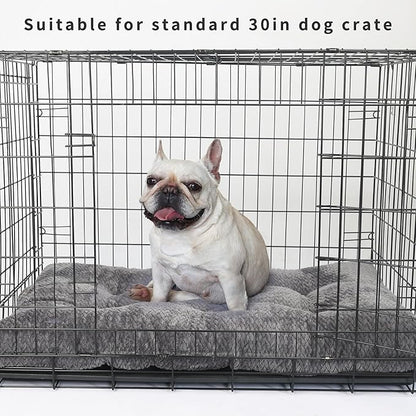 Medium Dog Beds for Crates Washable 30 Inch Dog Crate Bed Soft and Fluffy Pads for Cages Up to 40 lbs Pet Bed Mat Pillows Kennel Pads for Crates Jacquard Dark Grey