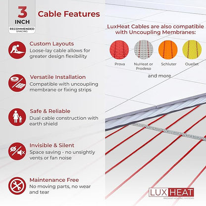 LuxHeat 100sqft Floor Heating Cable Kit - 120v Radiant Heating Floor System -