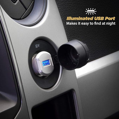 Scosche USBC121M ReVolt Universal Cigarette Lighter Single Device Compact One Port USB Car Charger, Fast Charge One Device Quickly, Black/Space Gray
