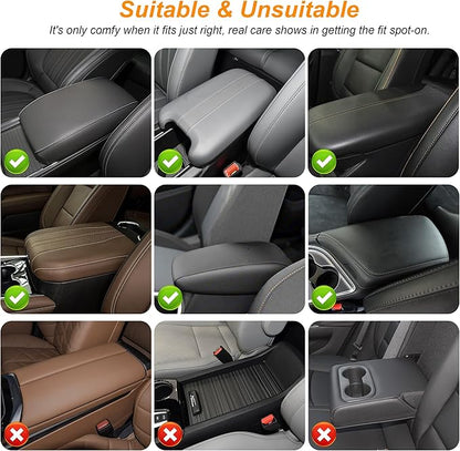 Center Console Cover for Cars Fit for Jeep Wrangler Leather Armrest Covers with 2 Storage Bags(Grey)