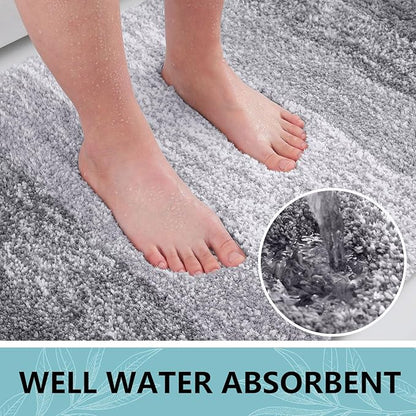 Arotive Microfiber Bathroom Rugs, Shaggy Soft and Absorbent Bath Rug, Non-Slip, Thick Plush Machine Washable Dry Bath Mats for Bathroom, Tub and Shower, 24x24, Grey, Round