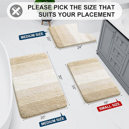 Arotive Microfiber Bathroom Rugs, Shaggy Soft and Absorbent Bath Rug, Non-Slip, Thick Plush Machine Washable Dry Bath Mats for Bathroom, Tub and Shower, 47x24, Light Beige, Rectangular