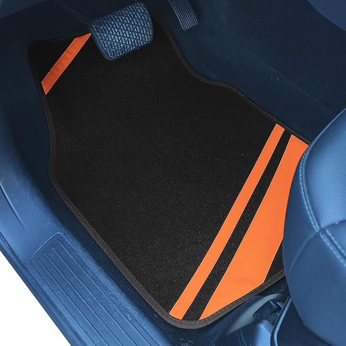 FH Group Car Floor Mats - Carpet Floor Mats for Cars, Universal Fit Automotive Floor Mats, All Purpose Car Floor Mats, Carpet Protector Mat for Most Sedan, SUV, Truck Floor Mats Orange