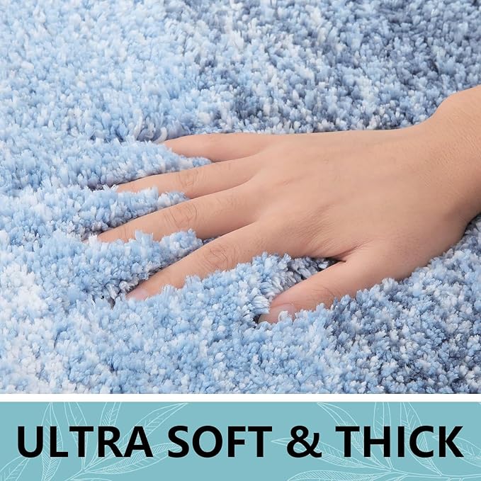 Arotive Microfiber Bathroom Rugs, Shaggy Soft and Absorbent Bath Rug, Non-Slip, Thick Plush Machine Washable Dry Bath Mats for Bathroom, Tub and Shower, 44x24, Light Blue, Rectangular