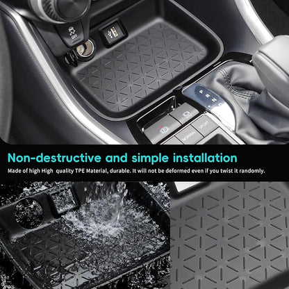 auovo Passenger Storage Organizer Mat Compatible with Toyota RAV4 Accessories 2025 2024 2023 2022 2021 2020 2019 RAV-4 Drivers Side Cubby Organizer Passenger Glove Box Organizer Tray (3PCS)