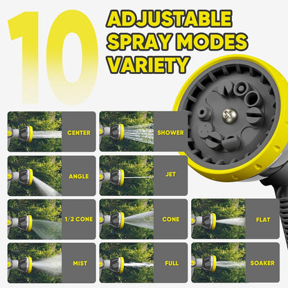SILVEL Retractable Garden Hose Reel – 5/8 in x 110FT Heavy Duty Automatic Hose Reel Wall Mounted, UV Resistant with 10 Pattern Nozzle, Any Length Lock & Slow Return System, 180°Swivel Bracket, Yellow