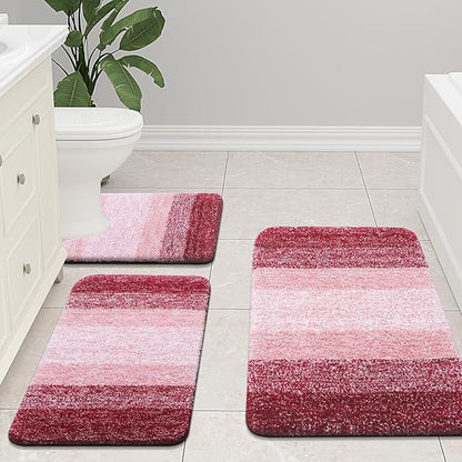 Arotive Microfiber Bathroom Rugs, Shaggy Soft and Absorbent Bath Rug, Non-Slip, Thick Plush Machine Washable Dry Bath Mats for Bathroom, Tub and Shower, 36x24, Burgundy, Rectangular