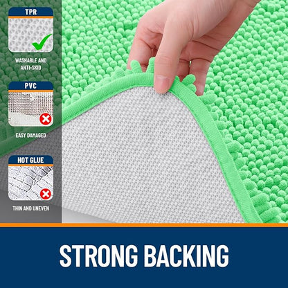 OLANLY Bathroom Rugs 44x24, Extra Soft Absorbent Chenille Bath Rugs, Rubber Backing Quick Dry, Machine Washable Bath Mats for Bathroom Floor, Tub and Shower, Home Decor Accessories, Mint Green