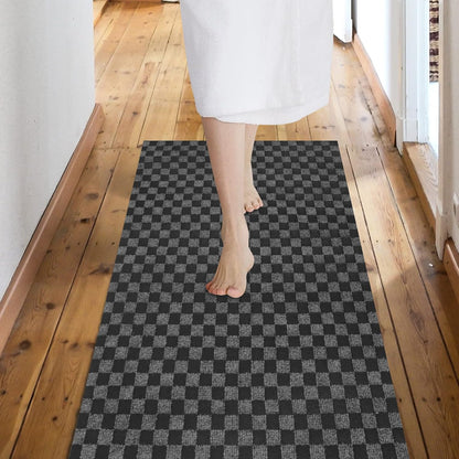 Custom Size Backed Non-Slip Area Rugs Runner, Easy Clean, Waterproof Runner Rugs for Hallway Entryway, Kitchen, Laundry, 4FT x 30FT, Gray Checkered