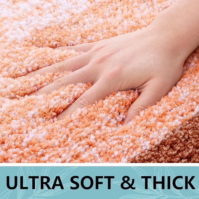 Arotive Microfiber Bathroom Rugs, Shaggy Soft and Absorbent Bath Rug, Non-Slip, Thick Plush Machine Washable Dry Bath Mats for Bathroom, Tub and Shower, 44x24, Orange, Rectangular