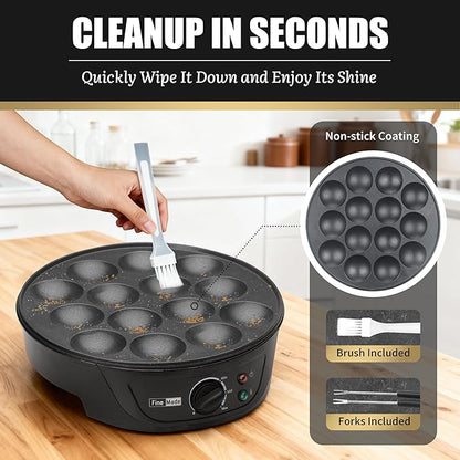 Non Stick Mini Pancakes Maker Machine, Electric Poffertjes Pan