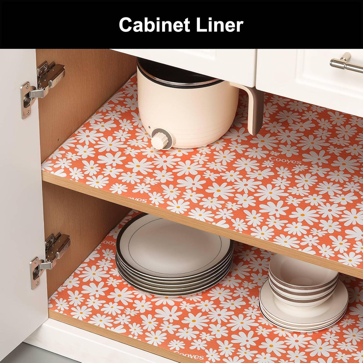 Cooyes Shelf Liner – Premium Non-Adhesive Cabinet & Drawer Liner for Kitchen – Waterproof Shelf Paper with Modern Pattern – Durable EVA Cabinet Mat – Easy to Cut （11.8" W x 236" L）