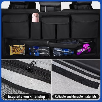 Universal Car Trunk Organizer,Large Capacity Backseat Organizer (40"*20") with 10 Pockets,Car Storage Bag for SUV/MPV/Truck (Single Pack, Black)