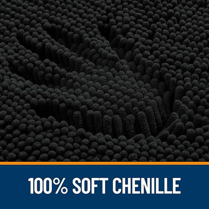 OLANLY Bathroom Rugs 47x32, Extra Soft Absorbent Chenille Bath Rugs, Rubber Backing Quick Dry, Machine Washable Bath Mats for Bathroom Floor, Tub and Shower, Home Decor Accessories, Black