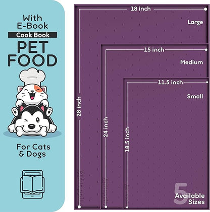 PetHappily Dog Food Mat - Raised Edges Dogs Mat for Food and Water Prevent Spill, Waterproof Cat Food Mats Protect Floors, Easy Clean Dog Bowl Mats for Food and Water, Silicone Pet Food Tray
