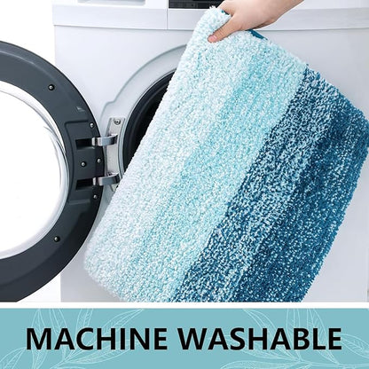 Arotive Microfiber Bathroom Rugs, Shaggy Soft and Absorbent Bath Rug, Non-Slip, Thick Plush Machine Washable Dry Bath Mats for Bathroom, Tub and Shower, 45x27, Peacock Blue, Rectangular