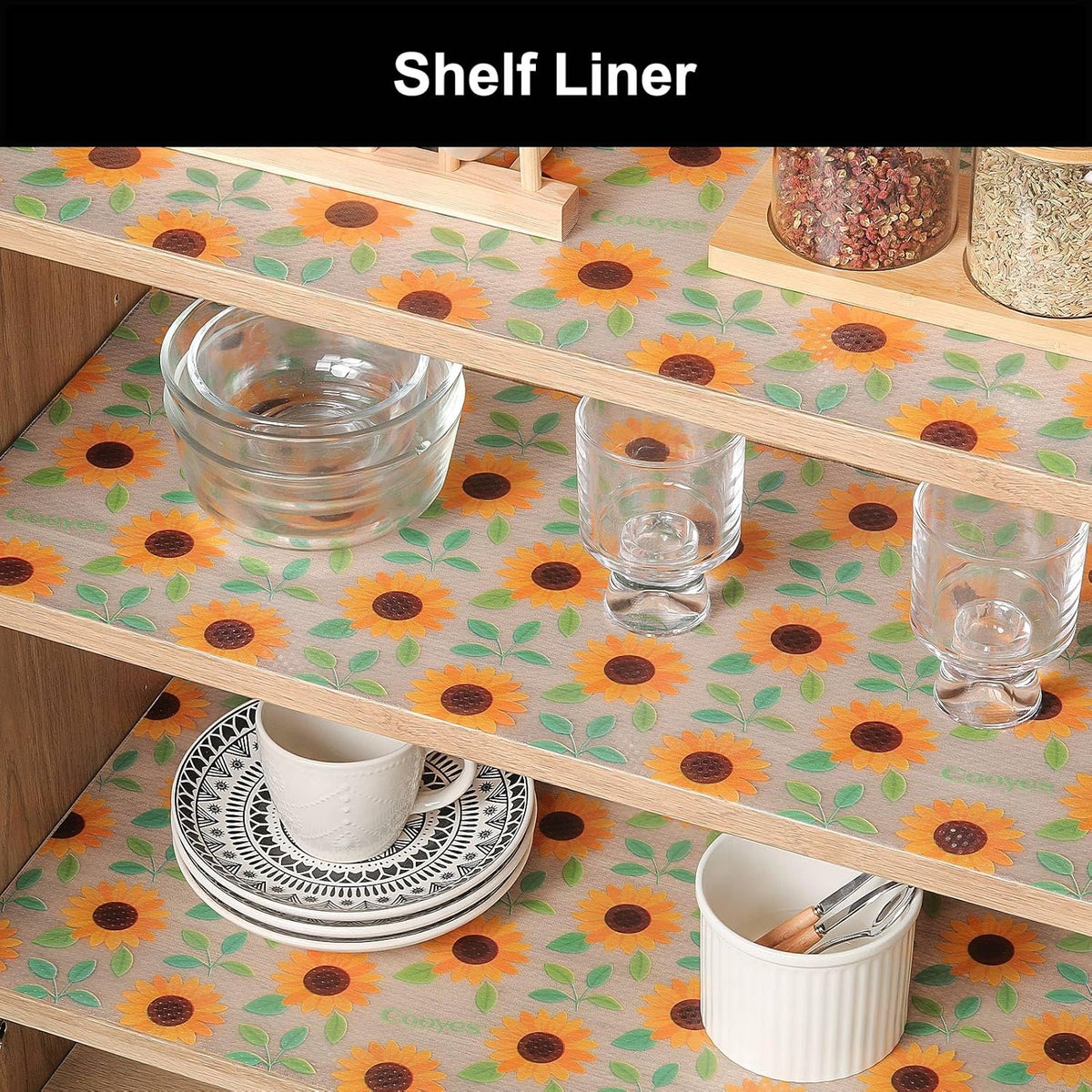 Cooyes Shelf Liner – Premium Non-Adhesive Cabinet & Drawer Liner for Kitchen – Waterproof Shelf Paper with Modern Pattern – Durable EVA Cabinet Mat – Easy to Cut （17.5" W x 197" L）