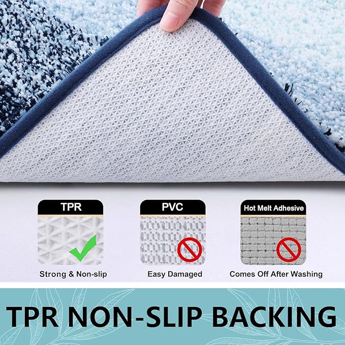 Arotive Microfiber Bathroom Rugs, Shaggy Soft and Absorbent Bath Rug, Non-Slip, Thick Plush Machine Washable Dry Bath Mats for Bathroom, Tub and Shower, 34x21, Dark Blue, Rectangular