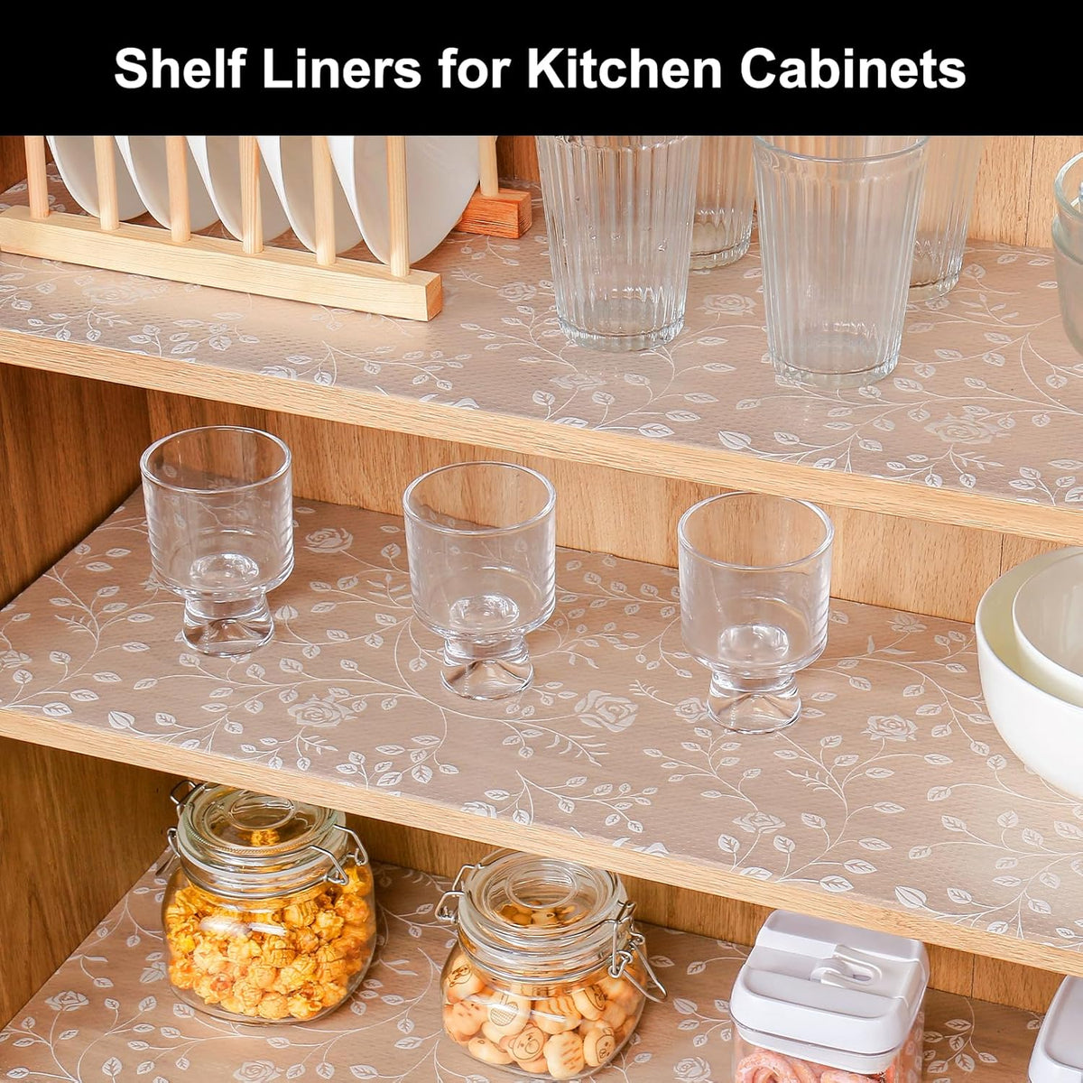 Cooyes Shelf Liner – Premium Non-Adhesive Cabinet & Drawer Liner for Kitchen – Waterproof Shelf Paper with Modern Pattern – Durable EVA Cabinet Mat – Easy to Cut （11.8" W x 360" L）