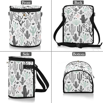 Cactus Car Trash Can Black Green Cacti Tropical Car Garbage Bag with Lid Hanging Waterproof Leak Proof Vehicle Storage Bin