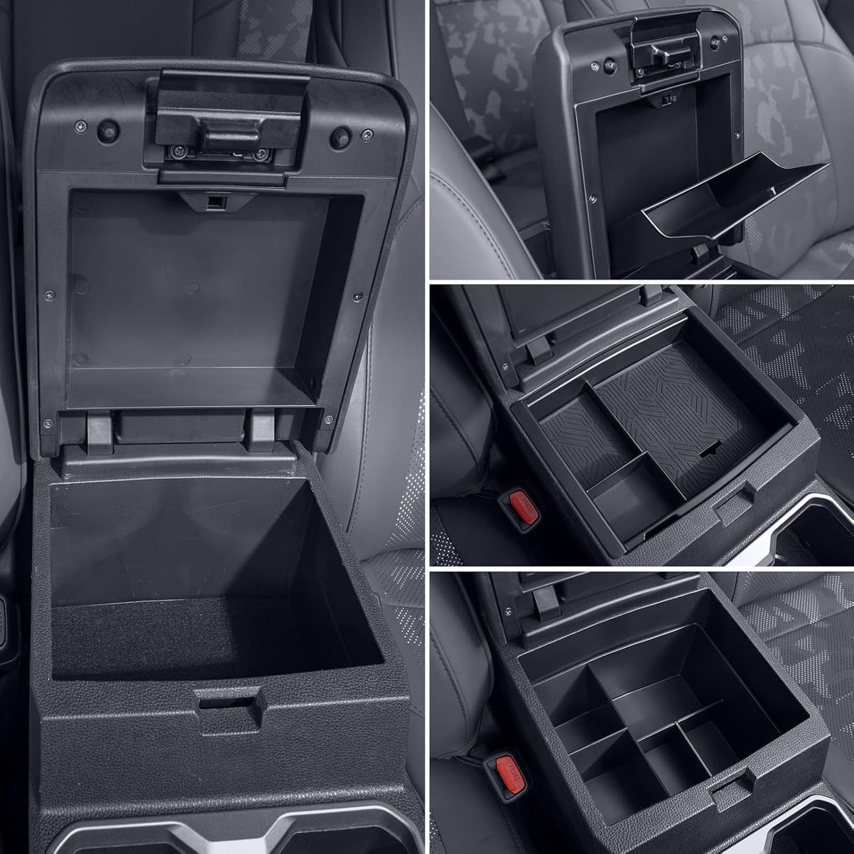 Center Console Divider Organizer for 2024 2025 Toyota Tacoma 4th Gen Accessories Interior Secondary Storage Insert Armrest Hidden Secret Middle Console Storage Box Tray Coin Holder