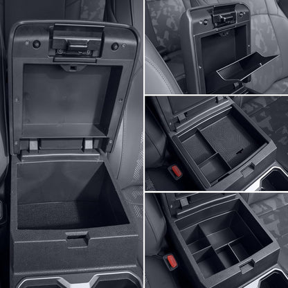 Center Console Divider Organizer for 2024 2025 Toyota Tacoma 4th Gen Accessories Interior Secondary Storage Insert Armrest Hidden Secret Middle Console Storage Box Tray Coin Holder