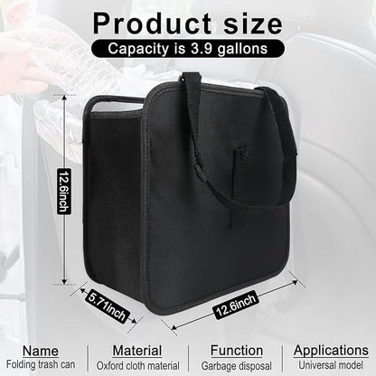 Amiss Foldable Car Trash Can, Collapsible Garbage Bin for Automotive, Hanging Waterproof Leakproof Storage Bag, 3.9 Gallon