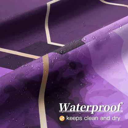 Litabel Modern Long Shower Curtain for Bathroom, Purple Geometric Art Decor Waterproof Bath Curtain, Abstract Fabric Shower Curtain Sets for Home Decor, 72x78 Inch