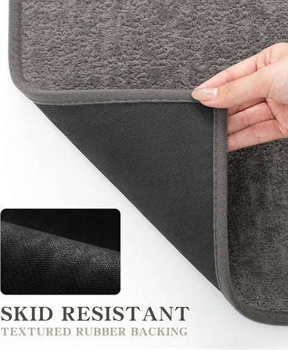 chakme Bathroom Rugs Mat 32x17, Ultra Thin Non Slip Bath Mat Quick Dry Absorbent Bath Mat for Bathroom Floor, (Grey, 32"x17")