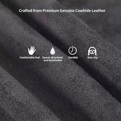 Suede Leather Steering Wheel Cover Wrap Kit - DIY Stitch-On for 16-17" Wheels, Superior Sweat Absorption & Non-Slip Grip, Comfortable & Durable Year-Round Upgrade