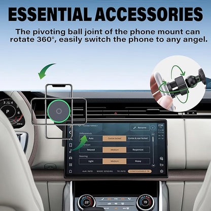 Wireless Charger Car Phone Holder for 2023 2024 2025 Land Rover Range Rover/Sport Accessories Apply to 13.1 Inch Screen Fixed Clip, 360° Rotation Cell Phone Mount with Magsafe