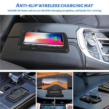 Non Slip Wireless Charger Mat for Mazda CX-3 CX-5 CX-30 CX-50 CX-7 CX-9 CX-70 CX-90 MX-30 Tribute 2001-2026, Type-C/USB Car Wireless Charger Non-Slip Phone Charging Wireless Car Charger