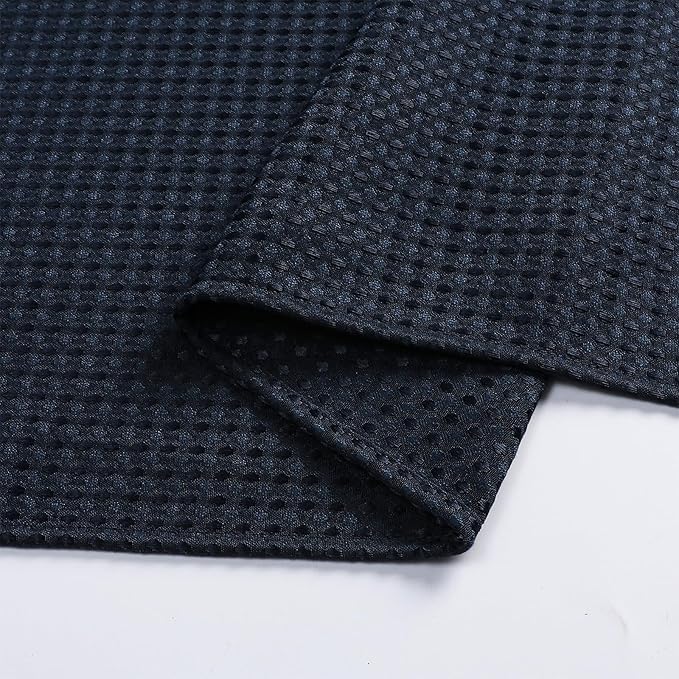 meioro Navy Blue Shower Curtain, Waffle Weave 256GSM Heavy Duty Textured Fabric Shower Curtains for Bathroom Hotel Spa, Luxury Weighted Polyester Cloth Bath Curtain Set with 12 Hooks, 72Wx96H