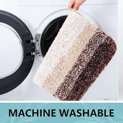 Arotive Microfiber Bathroom Rugs, Shaggy Soft and Absorbent Bath Rug, Non-Slip, Thick Plush Machine Washable Dry Bath Mats for Bathroom, Tub and Shower, 59x17, Brown, Rectangular