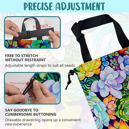 Car Trash Bag Abstract Succulent Plant Leak-Proof Waterproof Car Garbage Bag with Drawstring Foldable Canvas Trash Bin with Adjustable Buckle for Car Accessories, Travelling, Camping