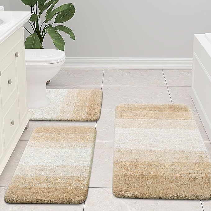 Arotive Microfiber Bathroom Rugs, Shaggy Soft and Absorbent Bath Rug, Non-Slip, Thick Plush Machine Washable Dry Bath Mats for Bathroom, Tub and Shower, 36x24, Camel, Rectangular