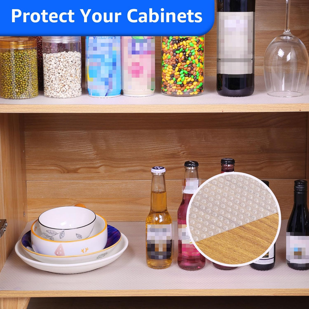 Clear Shelf Liners for Kitchen Cabinets: 19.8" Wide Large Waterproof Under Sink Mat - 19.8" x 288" Translucent Non-Adhesive Easy to Cut Cabinet Drawer Liner for Pantry