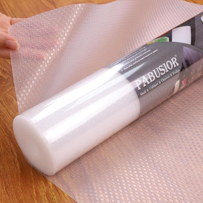 Clear Shelf Liners for Kitchen Cabinets: 11 Inch Wide Translucency Drawer Liner - Waterproof Non-Adhesive Easy to Cut Pantry Cabinet Mat for Refrigerator 11 × 120 Inch