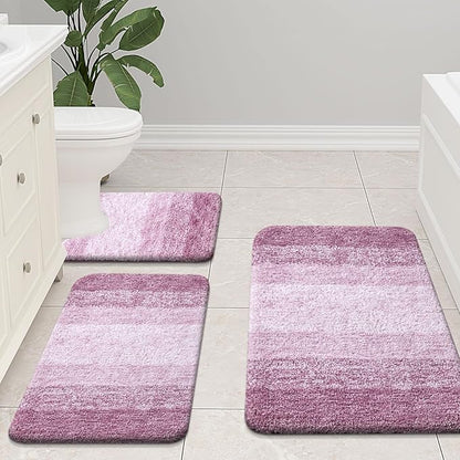 Arotive Microfiber Bathroom Rugs, Shaggy Soft and Absorbent Bath Rug, Non-Slip, Thick Plush Machine Washable Dry Bath Mats for Bathroom, Tub and Shower, 30x20, Purple, Rectangular