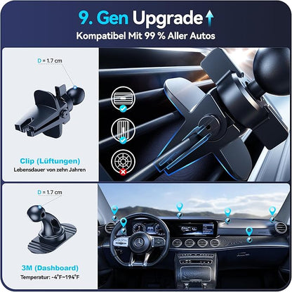 Beser for MagSafe Car Mount Charger, (4.13 lbf) Large Magnetic, 15W Qi Wireless Charger for Car, Vent/Dashboard, Phone Holder for iPhone 16/15/14/13/12 Series, 7 Color Lights, Aluminium, Deep Black