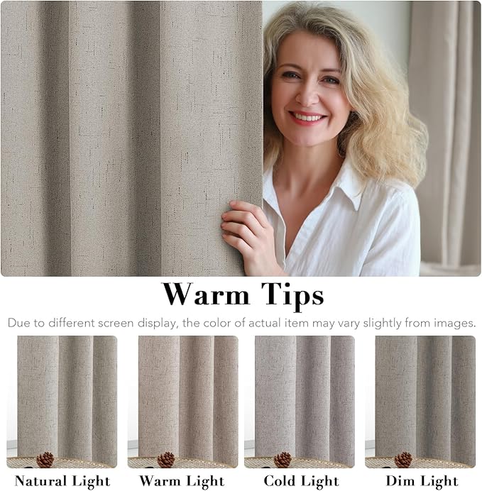 H.VERSAILTEX Primitive Linen Curtains 100% Blackout Curtain Drapes Burlap
