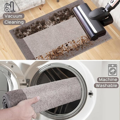 DOMUSTEX Machine Washable Runner Rug 32" x 96", Non Slip Kitchen Mat for Floor, Absorbent Entryway Rug for Kitchen, Bedroom, Living Room, Hallway, Door (Roll Packing)